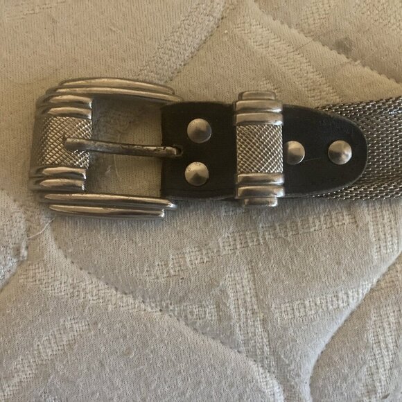 Vintage Authentic Silver Tone Metal Mesh Alligator Crocodile Belt 85cm 32\
